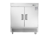 54"W Commercial Refrigerator 2 Section 2 Solid Door Stainless Steel Reach-in Refrigerator 42.2 N818P191849S