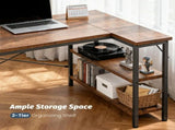 47" L-Shaped Computer Desk with Reversible Storage Shelves and PC Stand, Corner Gaming and Home 99236417