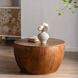 31.50"Vintage Style Bucket Shaped Coffee Table with storage function, for Office, Dining Room and W757119052