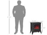 Black Freestanding Electric Fireplace Stove, 750W/1500W Heater with Realistic Flame Effect & 28390366