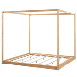 King Size Canopy Platform Bed with Support Legs, Natural WF309290AAM