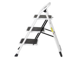 Home Use 3-Step Short Handrail Iron Ladder Black & White 46578400