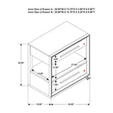 2 Drawers Nightstand with Shelf in Smoked Peppercorn Finish B016P255632