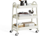 3 Tier Utility Rolling Cart, Metal Mobile Storage Shelf with Lockable Caster Wheels, Organization 84487008