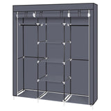 ZNTS 69" Portable Clothes Closet Non-Woven Fabric Wardrobe Double Rod Storage Organizer Gray 98225165