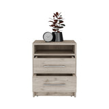 Eter Nightstand , End Table, Side Table Superior Top, Two Drawers -Light Gray B20091862