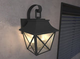 Black Outdoor Wall Lantern 2-Light, Large Outside Modern Wall Sconce Fixture, Industrial Porch W2714P218530