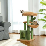 ZNTS Cactus Cat Tree Cat Tower with Sisal Covered Scratching Post, Cozy Condo, Plush Perches and Fluffy 93247813