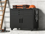 34.3" Rolling Metal Tool Cabinet - Heavy Duty Garage Storage with Lockable Doors & 3 Drawers, Mobile 62640081