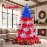 6 FT Patriotic Artificial Christmas Tree, Hinged Tree 4th of July Patriotic Decorations with 900 92099137