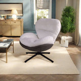 360&deg Swivel Office Chair, Modern Chenille Chair with Faux Leather and Black Metal Base Frame, No N817P205024W