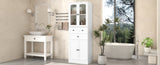 ZNTS Tall Bathroom Storage Cabinet, Cabinet with Four Doors and Drawers, Adjustable Shelf, MDF Board, N725P186647W