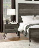 Contemporary Three-Tone Gray Finish Nightstand Perched atop Metal Legs Acacia Veneer Modern Bedroom B01151969