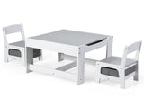 2-in-1 Kids Activity Table and Chairs Set, Double-Sided Whiteboard & Blackboard, with Hidden 75664827