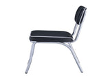 Set of 2 Upholstered Side Chairs, Black and Chrome B016P225404