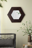 18.5" x 18.5" Hexagon Mirror with Solid Wood Frame, Wall Decor for Living Room Bathroom Hallway, W2078133975