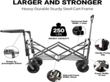Collapsible Wagon Heavy Duty Folding Wagon Cart with Removable Canopy, 4" Wide Large All Terrain 45874438