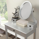 ZNTS Moniys Wood Moniya Makeup Vanity Table and Stool Set, Silver T2574P163834