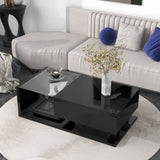 ZNTS ON-TREND Modern Coffee Table with Tempered Glass, Wooden Cocktail Table with WF303936AAB