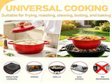 Cast iron 5QT cooking pot - Gradient red - Includes two silicone gloves - Enamel pot 72490556
