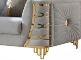 Contessa Modern Fabric Loveseat with Gold Metal Arm Detailing in Gray B009P466433