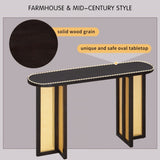 TREXM Farmhouse Rattan Console Entryway, Narrow Console with Storage, Hallway N715P245743P