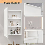 White particleboard, acrylic frame, 71*50.8*15cm, 1 door, 2 shelves, LED mirror cabinet, three-tone 66112088
