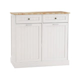 Two Drawers and Two-Compartment Tilt-Out Trash Cabinet Kitchen Trash Cabinet-White W282P160454