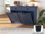 Farmhouse Blue Double Tilt Out Trash for 20 Gallon Trash Cans, Free Standing Recycling W2557P324526