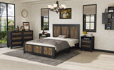 Farmhouse Wooden Platform Queen Size Bed, Modern Platform Bed with Wooden Strip Decoration, Plywood WF530906AAB