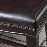 26" Contemporary Upholstered Saddle Counter Stool with Nailhead Trim , Dark Brown 62474.00PU