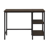 Black Finish 2-Piece Writing Desk Set with Chair Industrial Style Metal Frame Faux Leather B011P182511
