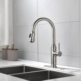 ZNTS Single Handle High Arc Pull Out Kitchen Faucet,Single Level Stainless Steel Kitchen Sink Faucets 82522326