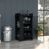 Baltimore Bar Cart with Casters, Glass Door and 2-Side Shelf B200P188862
