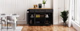 K&K 54inch Large Kitchen Island with Rubber Wood Drop Leaf, Embossed Texture Rolling Kitchen Cart on N707P195395B