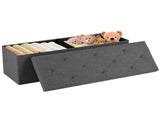 43 Inch Folding Ottoman With Storage Bench, Bedside Storage Bench With Linen Top Cover and Cushion, 87005036