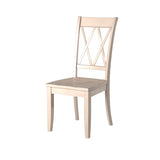 ZNTS Casual White Finish Side Chairs Set of 2 Pine Veneer Transitional Double-X Back Design Dining Room B01143553