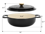 Cast iron 7.5QT cooking pot - Pure black - includes two silicone gloves - Enamel pot 77846550