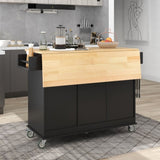 Rolling Mobile Kitchen Island with Solid Wood Top Locking Wheels,52.7 Inch Width,Storage Cabinet WF287035AAB