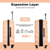 Expandable 3 Piece Luggage Sets PC Lightweight & Durable Suitcase with Two Hooks, Spinner Wheels, W284104370
