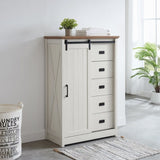 5 Drawers Dresser w/Sliding Barn Door, Farmhouse Modern Tall Dresser 5 Chest of Drawers, Storage W2275P206613