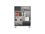 Bookcase 40.6" H, 6 shelves, 4 legs, White B097P250870