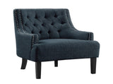 Modern Traditional Accent Chair Button Tufted BlueTextured Fabric Upholstery Solid Wood 1pc Living B011P182653