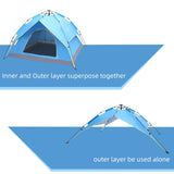 ZNTS 2-3 Person Double-Deck Tow-Door Hydraulic Automatic Tent Free Build Outdoor Tent Blue 17291285