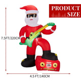 7.5FT Lighted Christmas Inflatable Decoration, Inflatable Black Santa Playing Electric Guitar, Funny 18659500