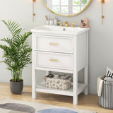 24'' Vanity with Top Sink, Modern Storage Cabinet with 2 Drawers, Single Sink N710P182935K