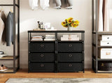 3-Drawer Fabric Storage Cabinet - Removable Foldable Drawers, Industrial Wood Top, Metal Frame with 51249504