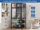 3D Printer Cabinet with Double Layer 3D Printer Filament Storage Rack, T-Shaped Filament Bar & 03024378