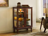 Curio Cabinet Lighted Curio Diapaly Cabinet with Adjustable Shelves and Mirrored Back Panel, 28760961