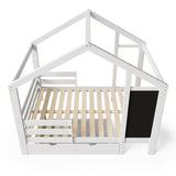 Full House Bed with Blackboard and Drawers, Two assembly options, White 38015791